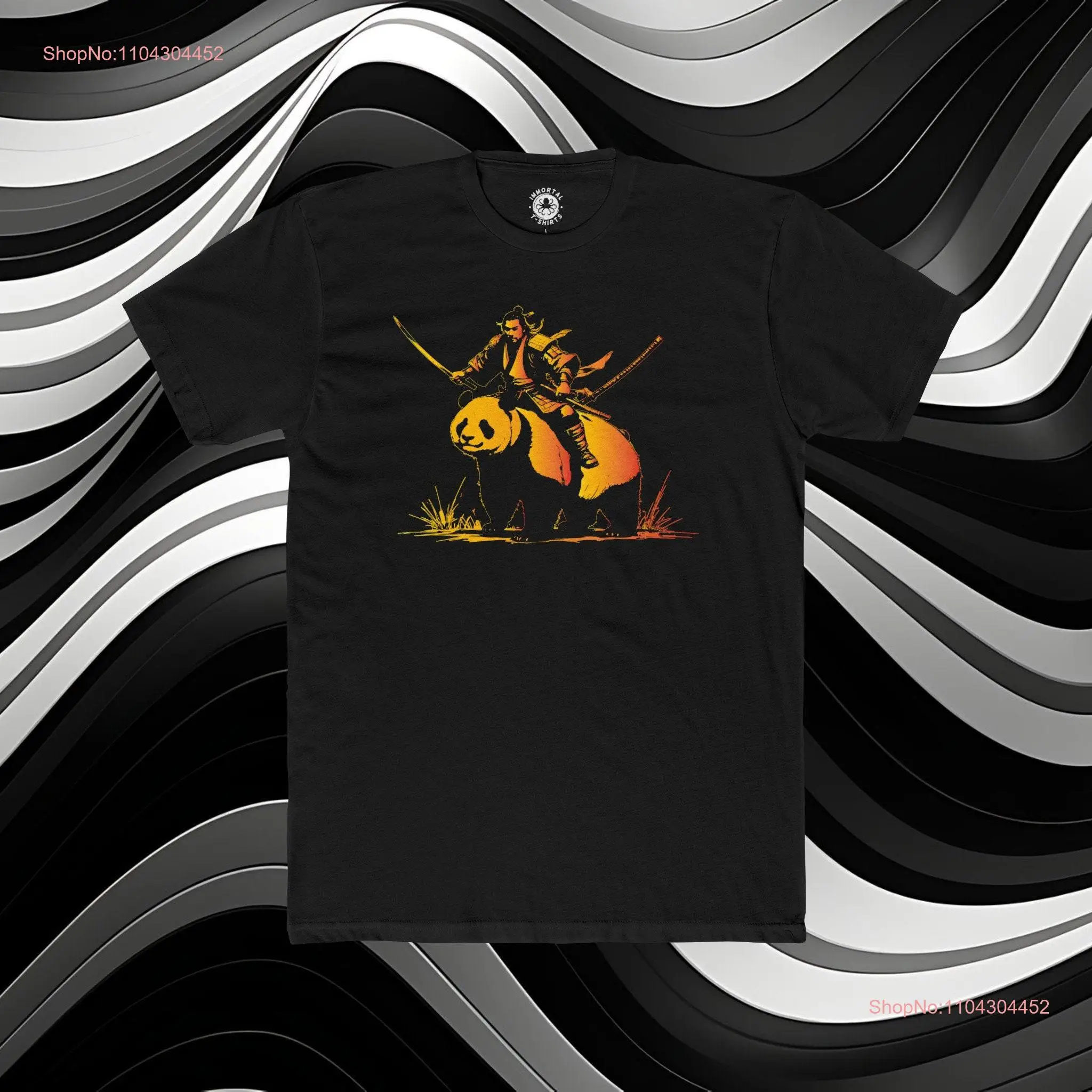 Samurai Panda Cotton Crew Camiseta manga larga o corta
