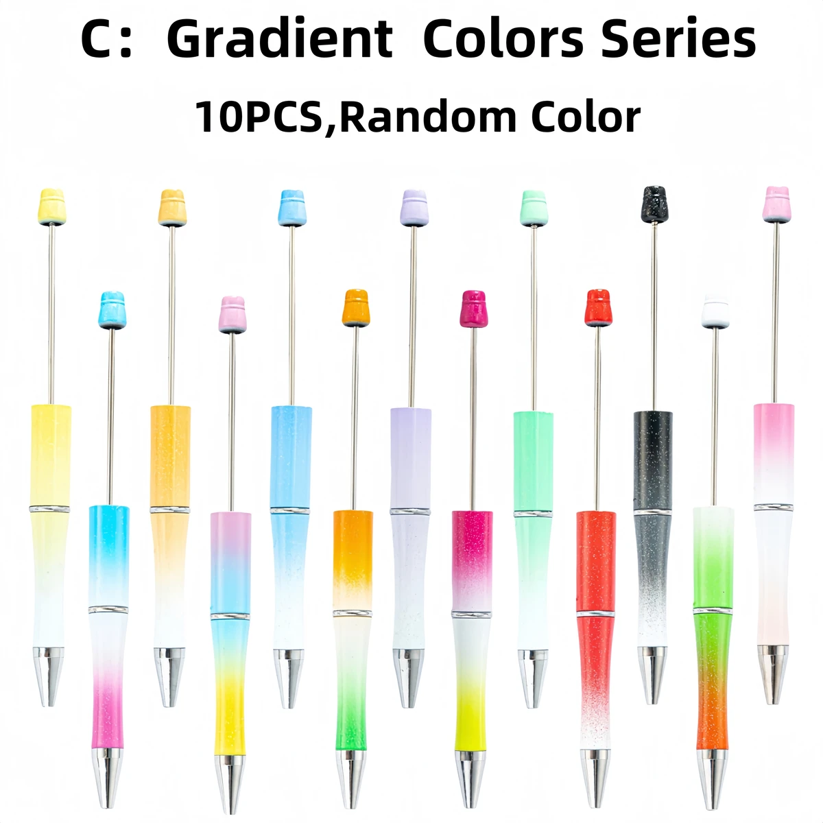 10PCS/20PCS/50PCS new plastic material black ink bead ballpoint pen,designated creative series (random color),perfect for DIY