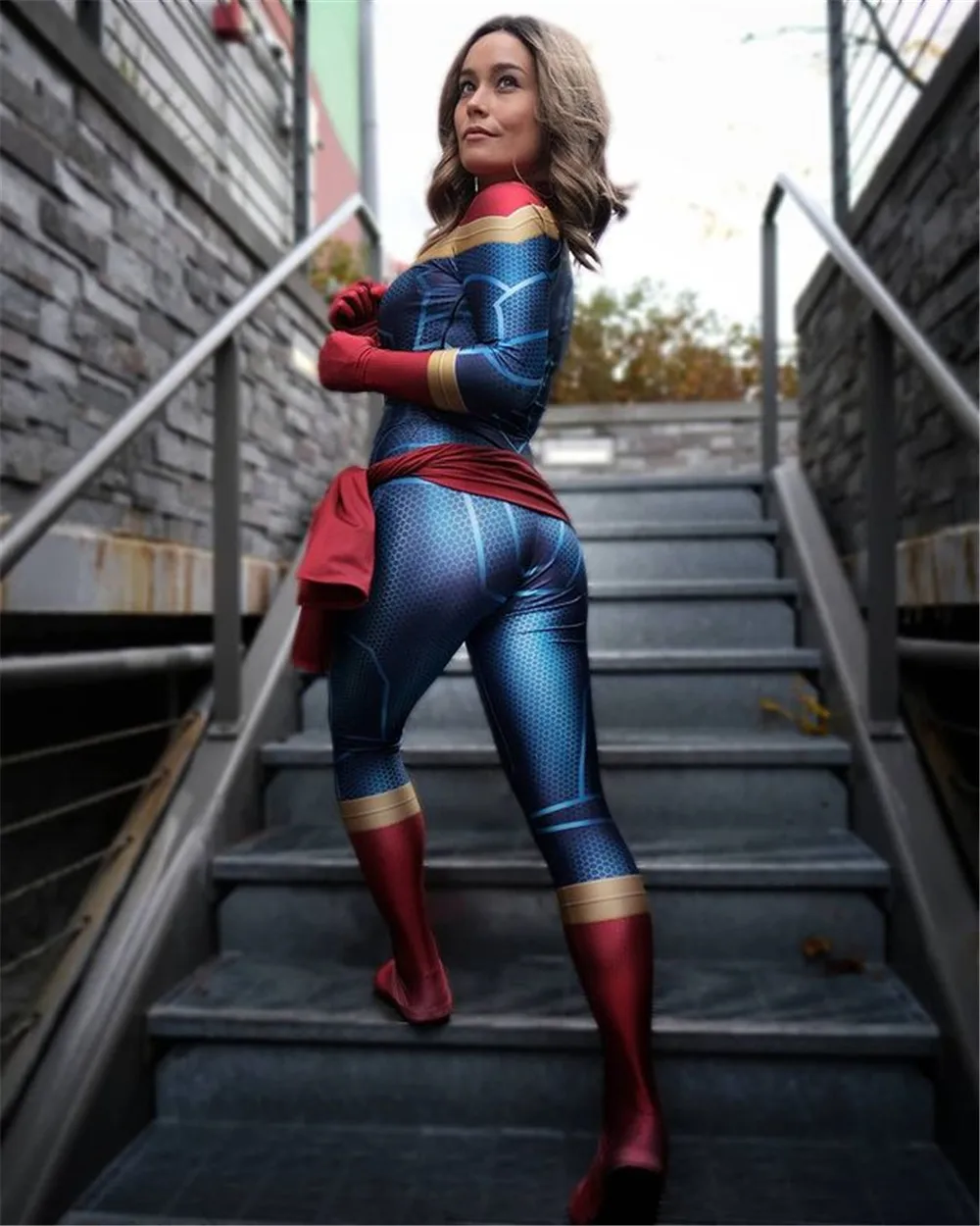 Adults Female Halloween Carol Danvers Cosplay Costume Superhero Zentai Suit Woman Bodysuit Party Jumpsuit