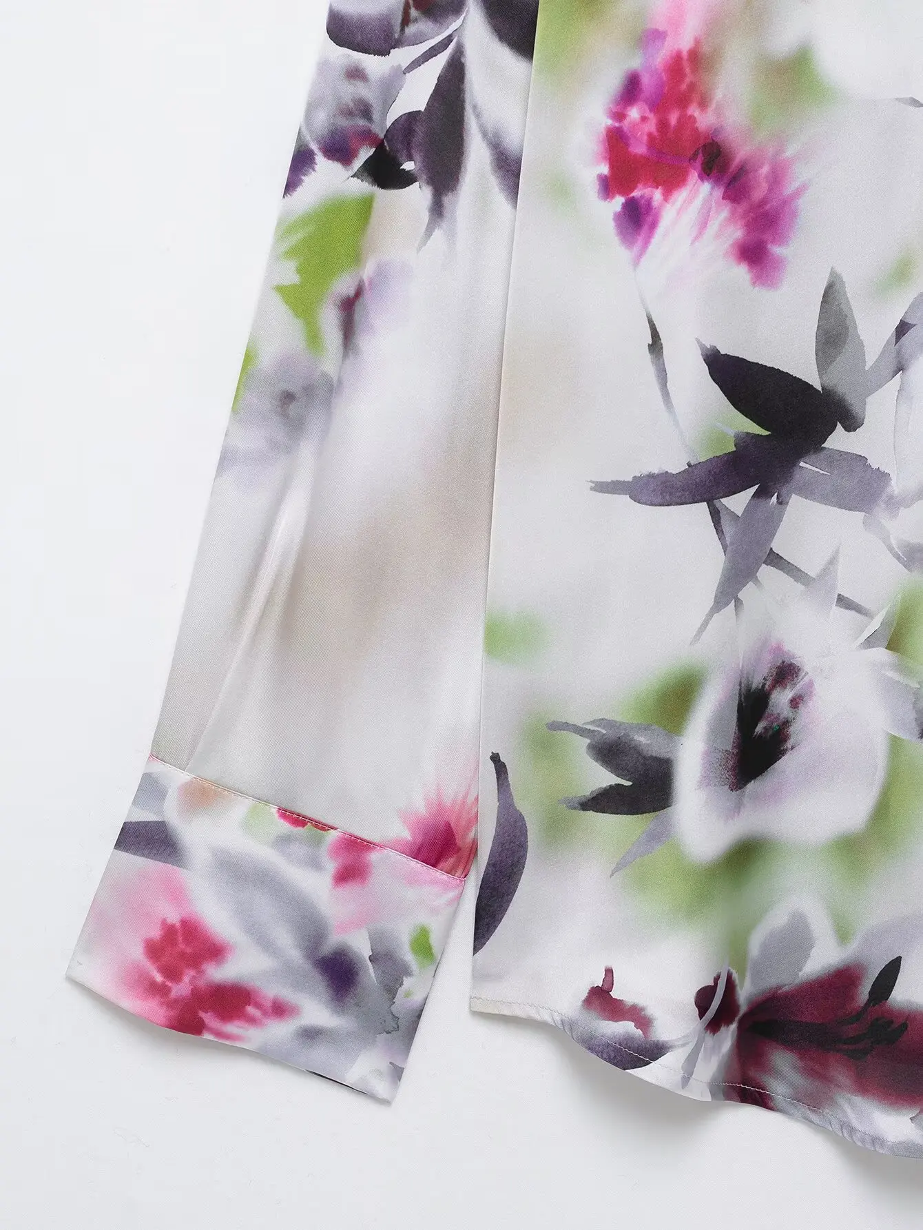 KONDALA 가을 여성 로맨틱 플라워 셔츠 프린트 새틴 버튼 셔츠 2025 봄 휴가 캐주얼 셔츠 우아한 여성 셔츠