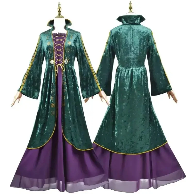 

3'x,4'f\6/5;e,8\v,5/Movie Hocus Pocus Winifred Sarah Mary Cosplay Costume Wig Aldult Woman Dress Halloween Suitf;5,b'7\k.