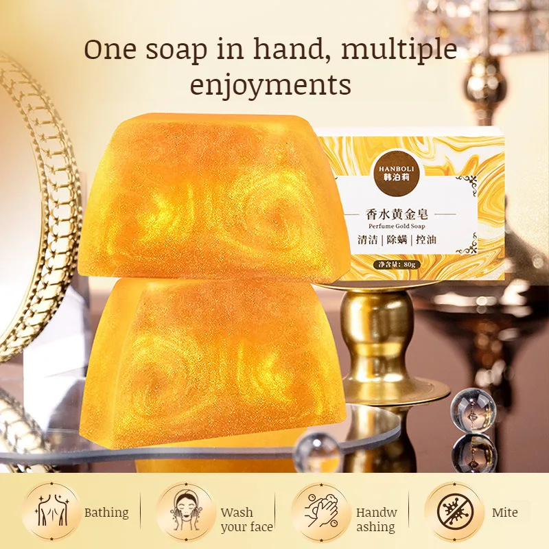 Perfumed gold soap whole body can be used to remove mites deep cleansing hydration rejuvenation refreshing handmade soap