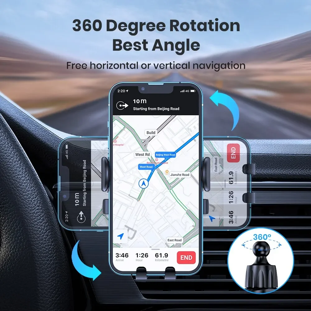 Mobile Phone Holder Air Outlet Gravity Sensor Car Holder Riangle Gravity Frosted Simplicity Solid Metallic Material