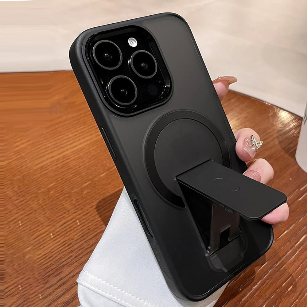 โปร่งแสงFrostedแม่เหล็กพับสําหรับiPhone 17Air 16E 16 15 14 Plus 13 12 11 17 Pro MaxสําหรับMagsafe Matte Cover