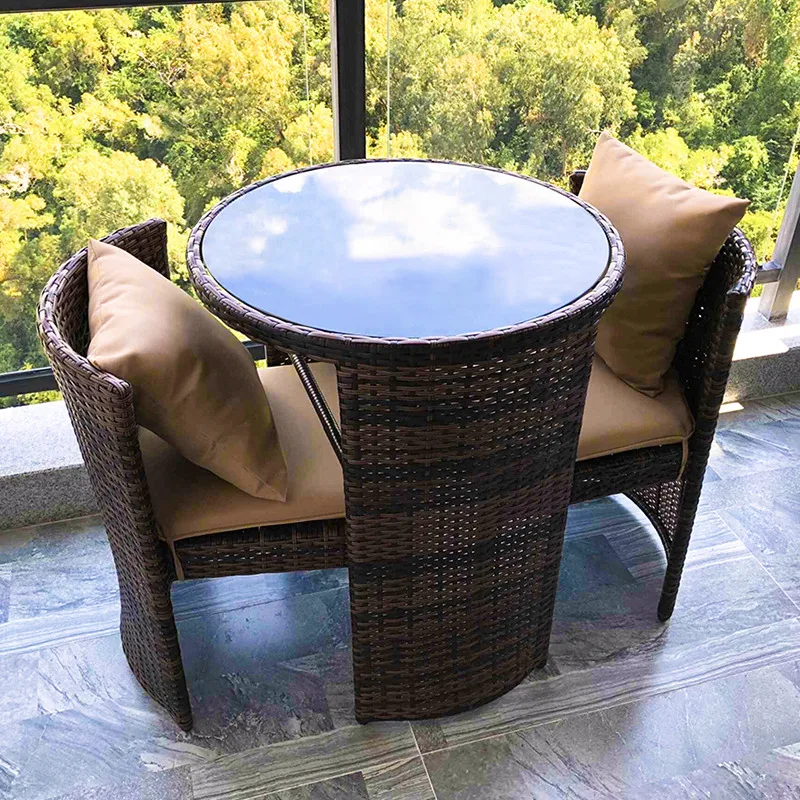 Rattan chair three-piece balcony small tea table and chair combination simple casual rattan table coffee table combination