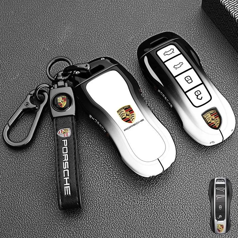 Zinc Alloy Car Key Case Fob Cover Protector Shell for Porsche Panamera Cayenne 971 911 9YA Macan Boxster Remote Key Accessories