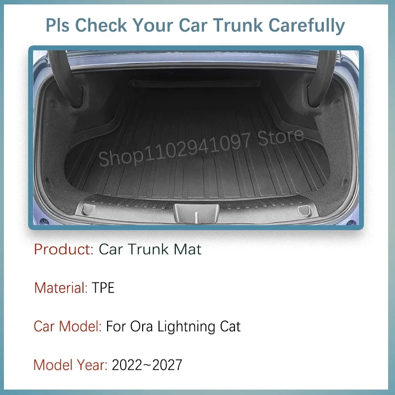 Car Trunk Mat For Ora Lightning Cat GWM Ora 07 2022 2023 2024 2025 2026 2027 Anti-dirty Storage Pad Cargo Liner Auto Accessories