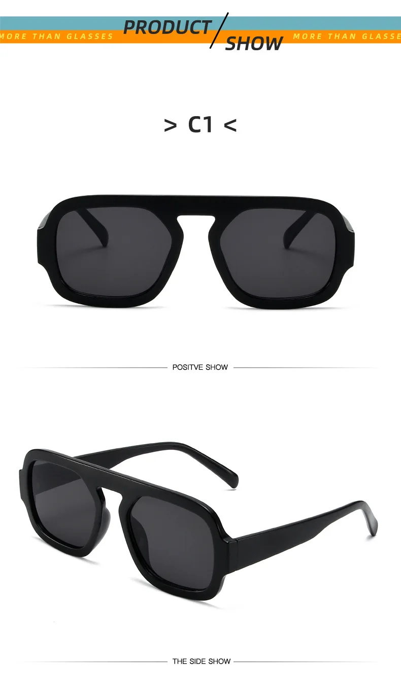 Mode quadratische Sonnenbrille Frauen neue Retro schwarz braun dicken Rahmen Pilot Sonnenbrille Frau Chic Polygon Leopard Shades UV400 – Detail 9