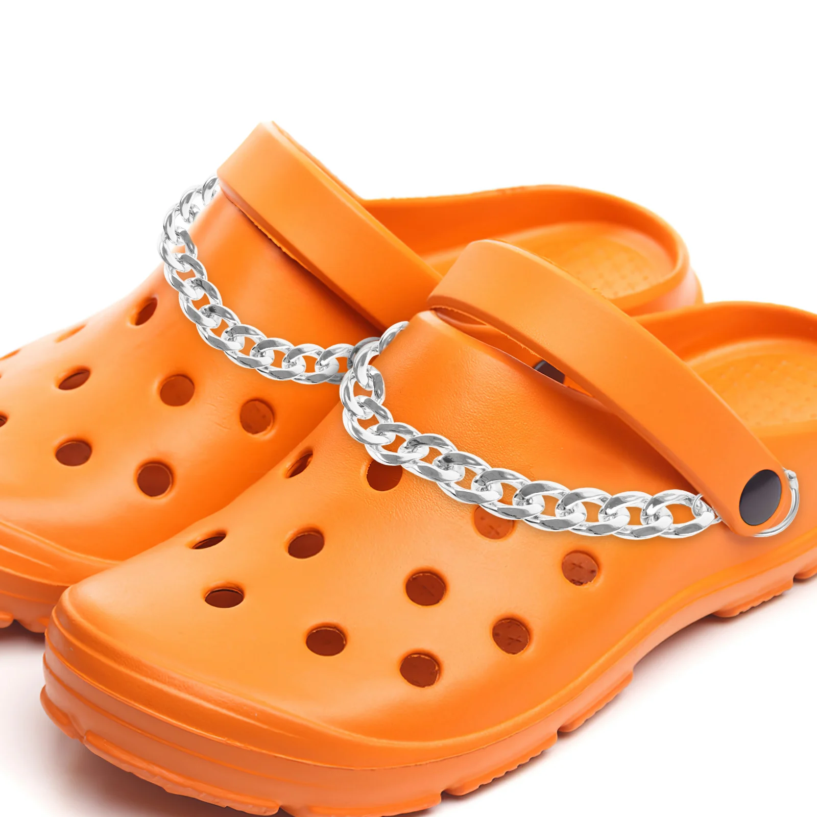 

2 Pcs Shoe Chain Accessories DIY Sandals Decor Charms Pearl Beads Chains Silver Lightweight Durable Shoe Decorations