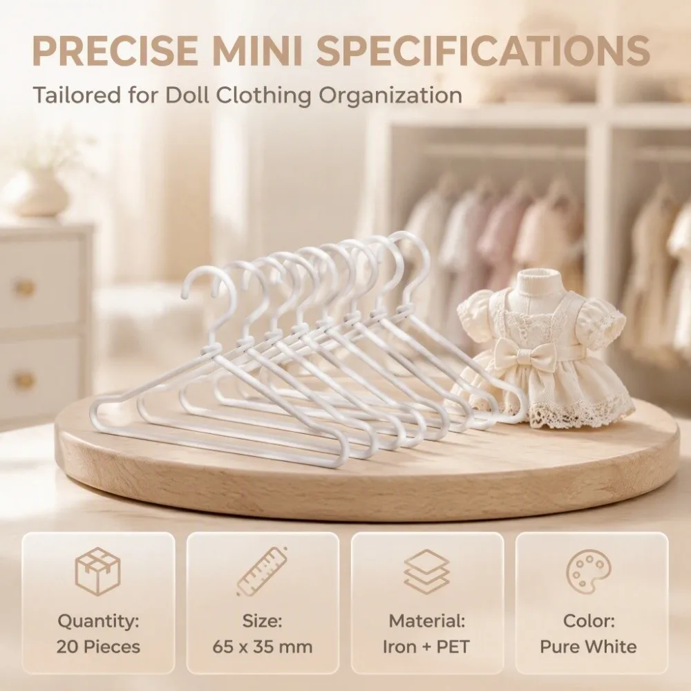 20pcs 65mm Size Doll Clothes Hangers Wire Material Small Size Doll Dress Hangers Iron PET Wire Small Garment Hangers - view 3