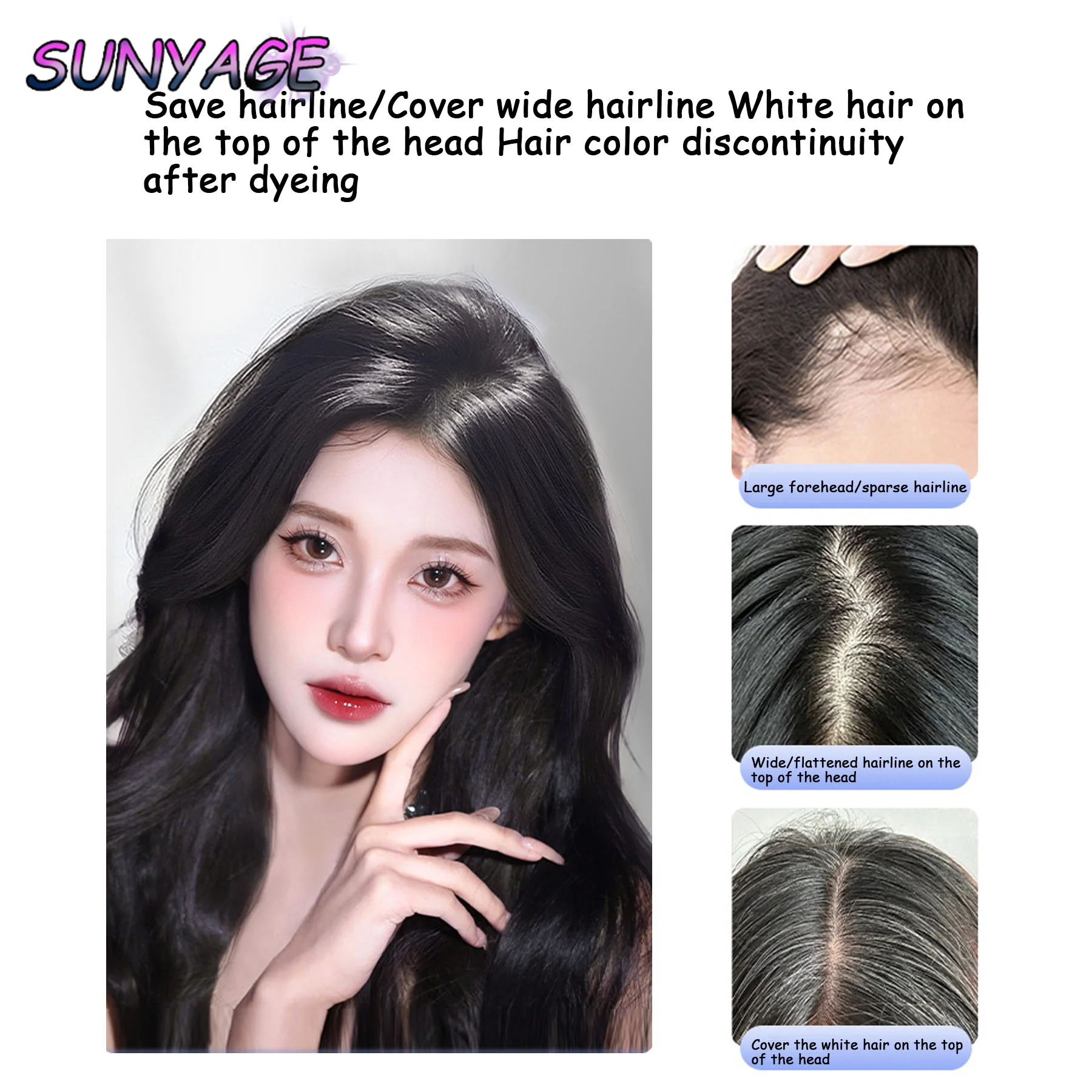 SUNYAGE-peruca franja sintética para mulheres, cabeça superior, aumentar a quantidade de cabelo, cobrir o cabelo branco, 8 caráter, peça