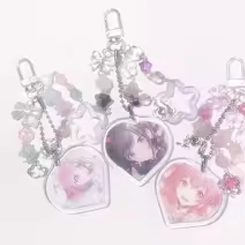 Project Sekai Original God Matching Key Chain Kawaii Anime Girl Heart Acrylic Keychain - Cute Pastel Beaded Bag Charm
