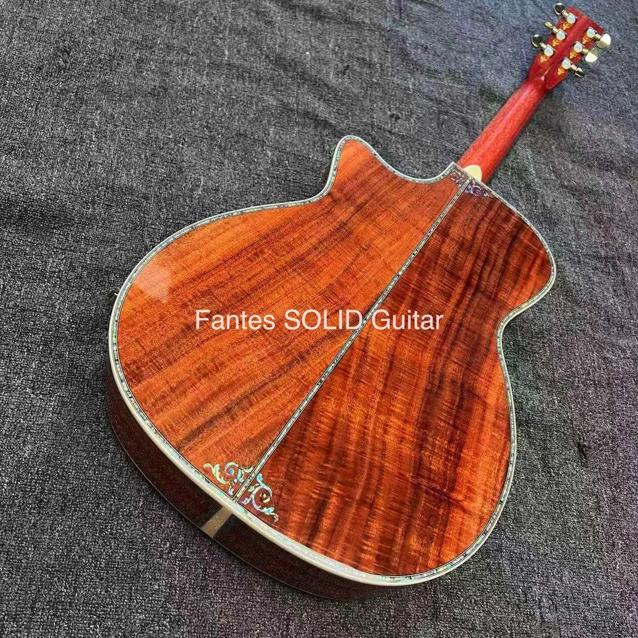 IN STOCK Guitar Ready Ship High Quality 40-Inch Acoustic Guitar All Solid Koa Wood Cutaway Style, SOLID KOA Back Side - view 5