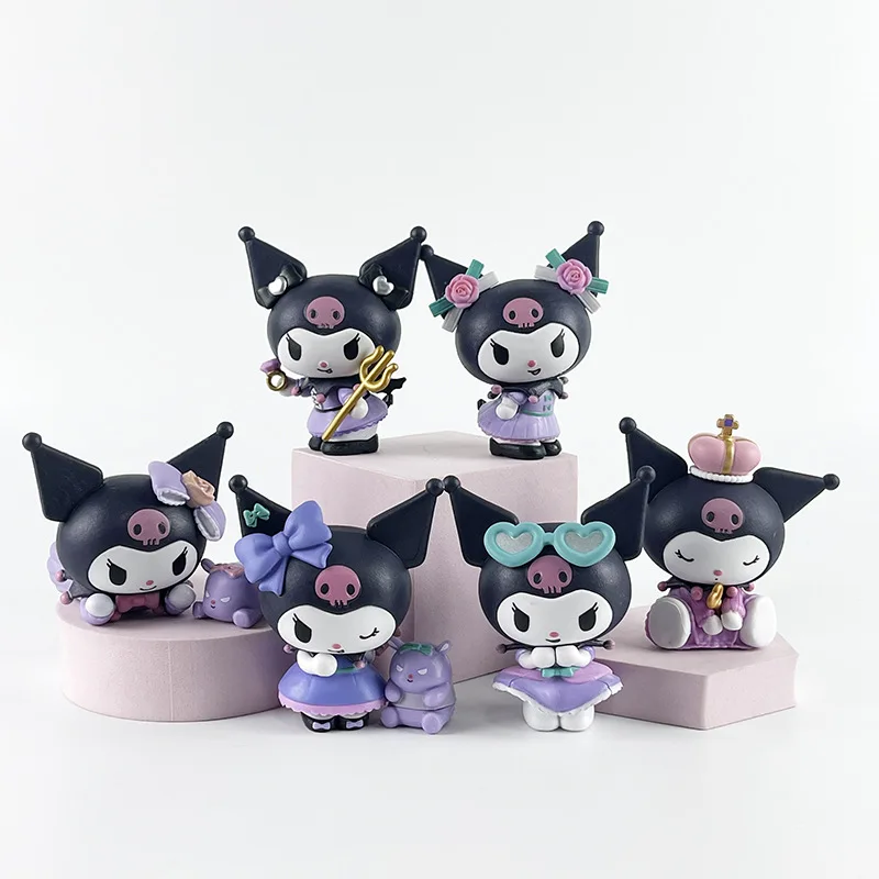 

6Pcs/Set Sanrio Anime Figure Kuromi Birthday Party Series Action Figure Dolls Cute Model Children Collection Toys Gifts