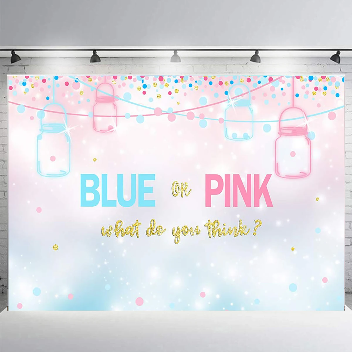 Chica o niño género revelar rosa y azul Baby Shower fiesta Banner decoración telón de fondo globos brillo puntos accesorios