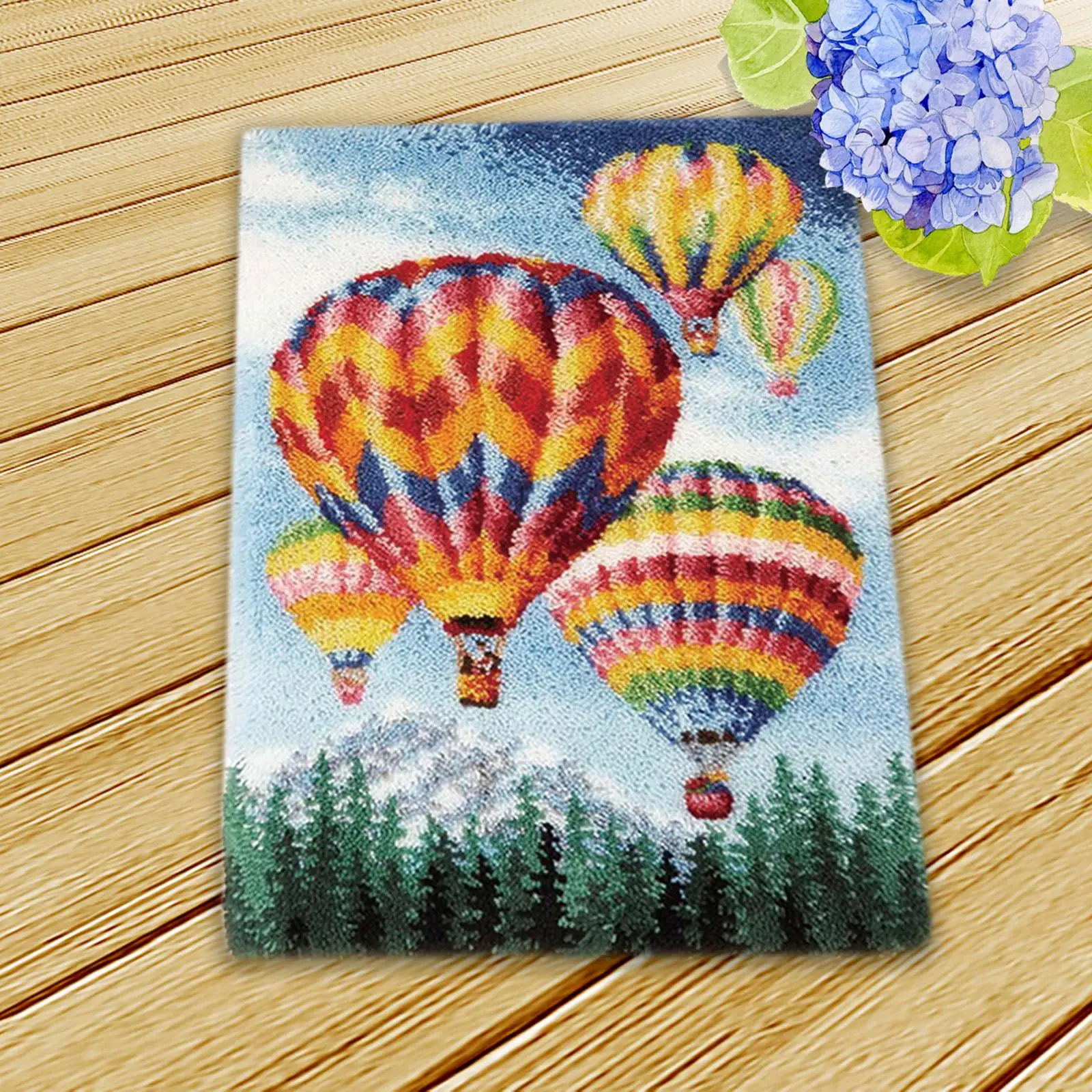 1 Set Latch Hook Rug Kits Carpet Embroidery for Adults Kids Hot Air Balloon