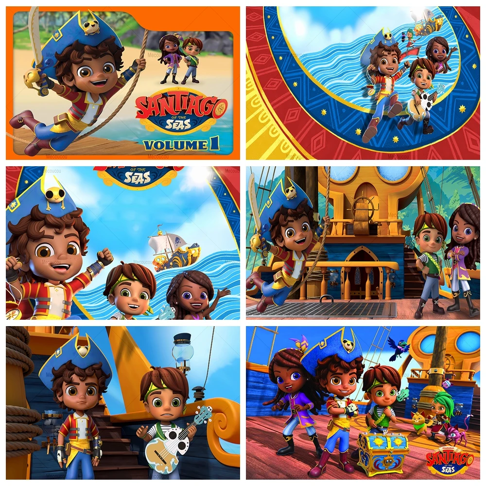 

Pirate San Diego Background Children's Birthday Party Backdrop Custom Blue Ocean Adventure Photography Banner Decoration Props