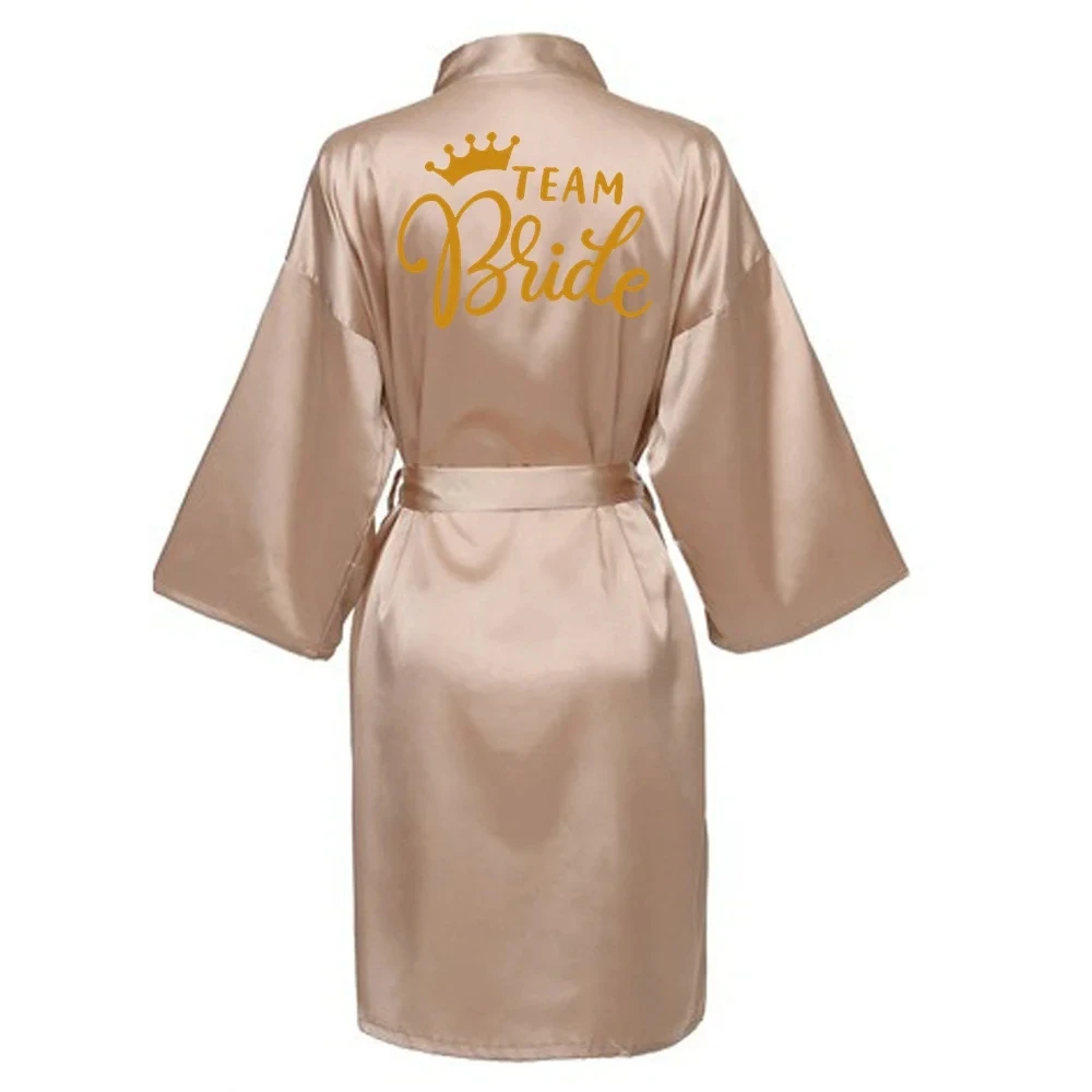 Women Team Bride Robe Wedding Gift Bathrobe Kimono Satin Robes Bridesmaid Bathrobe SP022