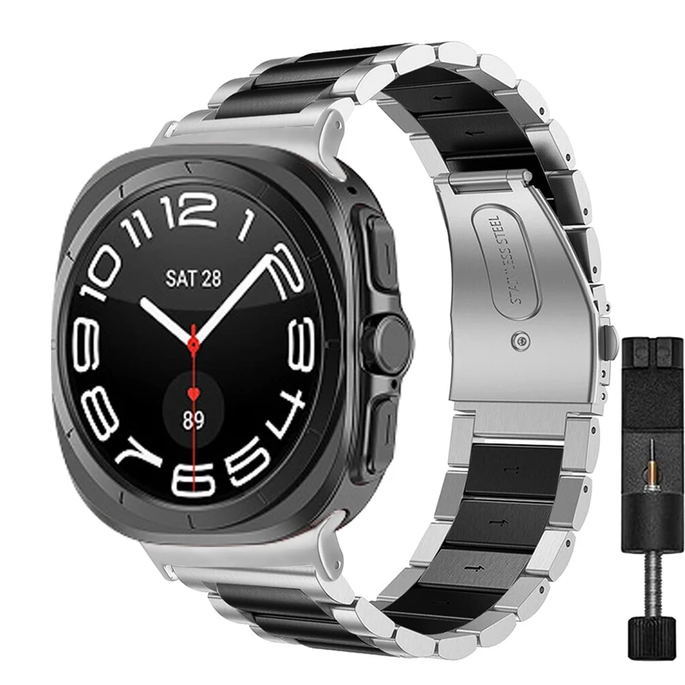 

Bracelet Compatible for Samusng Galaxy Watch Ultra Band 47mm Metal Link Wristband Galaxy Watch7 Ultra Stainless Steel Strap