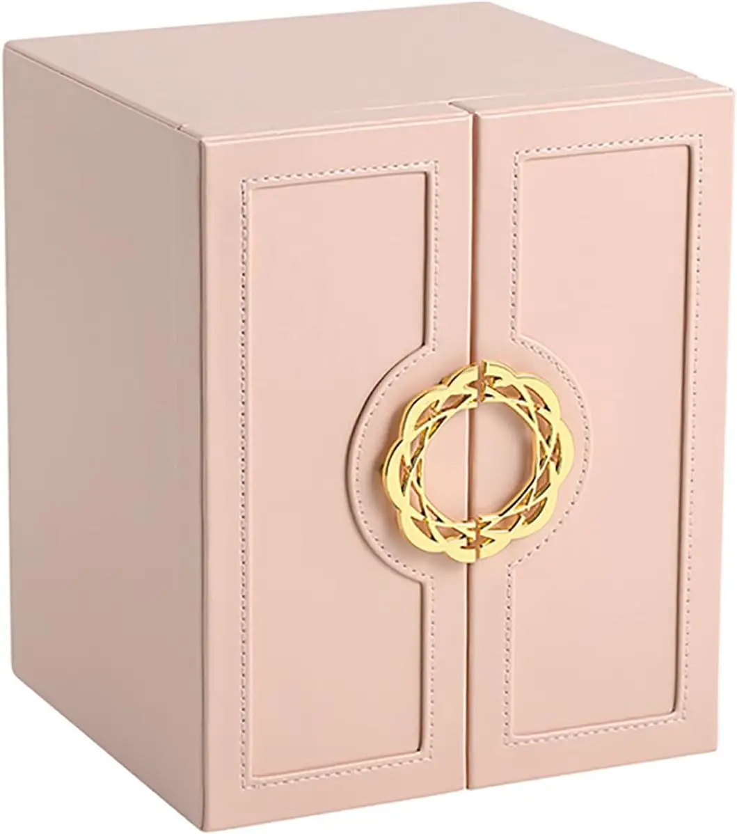 

Large Jewelry Organizer Box for Women and Girls, Faux Leather Storage with Drawers and Hooks