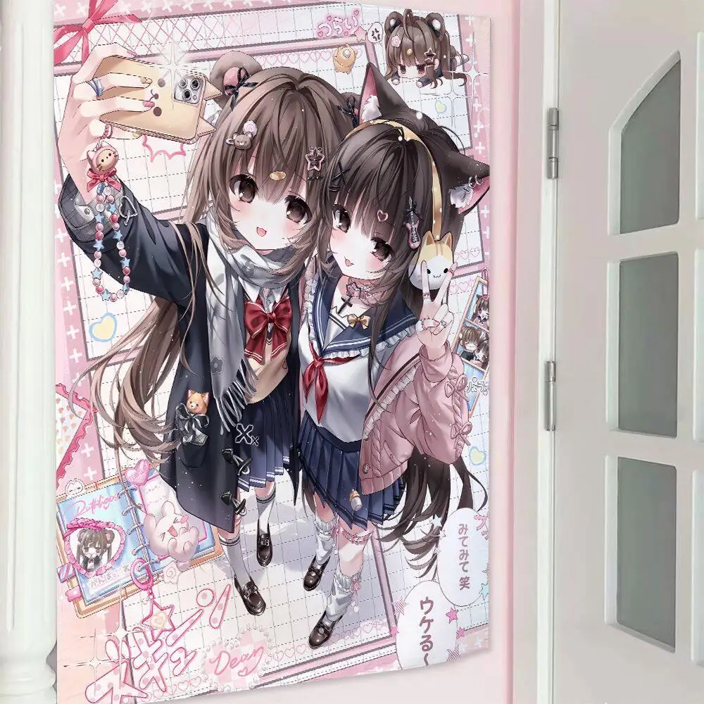 Vintage Ins Style Girlish Anime Tapestry Fabric Wall Decor for Bedroom New Arrangement Home Decor
