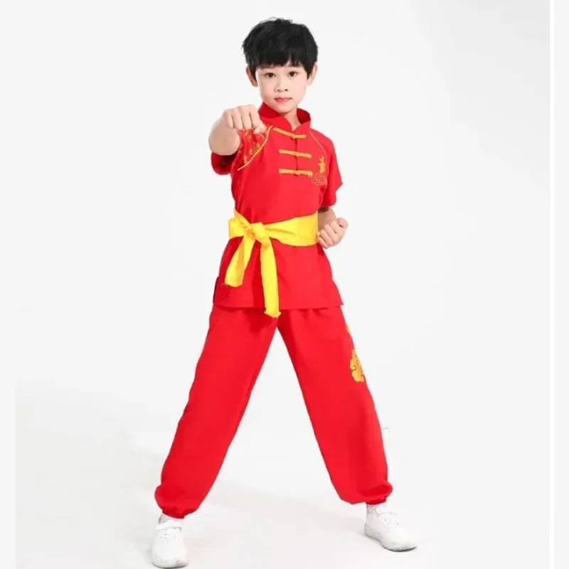 Conjunto de roupas Kung Fu chinês tradicional para crianças, performance de palco, uniforme de artes marciais, tai chi para crianças