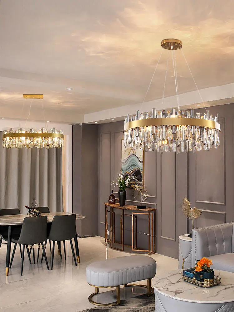 

Elevate Your Living Room With Our Luxury K9 Crystal E14 LED Chandelier High-end Pendant Light Gold Silver Black Dimming Function