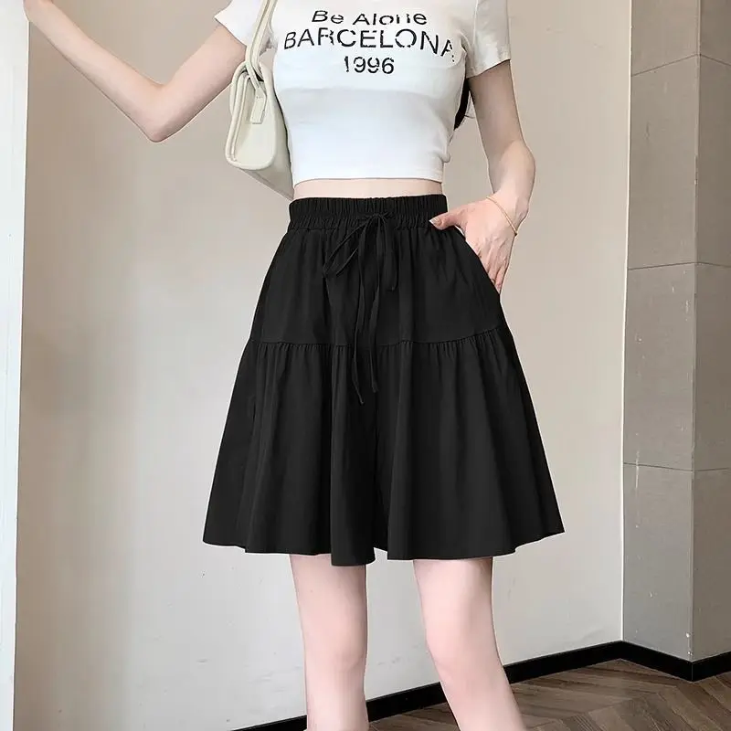 Women Summer Casual Office Lady Simplicity Solid Color Shorts Women Clothes Fashion All-match Elegant Temperament Wide Leg