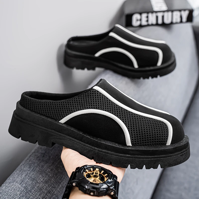 Men Solid Color Breathable Slide Sandals Lightweight Non Slip Summer Casual Office Walking Slippers