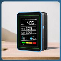 Y22A-5 In 1 Air Quality Monitor TVOC HCHO Temperature Humidity CO2 Meter, USB Rechargeable CO2 Detector