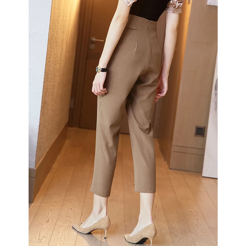 2023 Spring Autumn Fashion Elegant Chic High Waist Female Trousers Women\'s Casual Solid All Match Suit Harem Ankle Length Pants