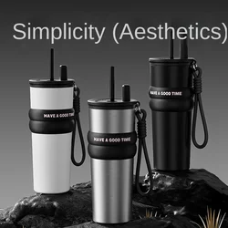 Stylish 316 Stainless Steel Insulated Travel Mug for Men for Women High Capacity Car Coffee Cup with Straw