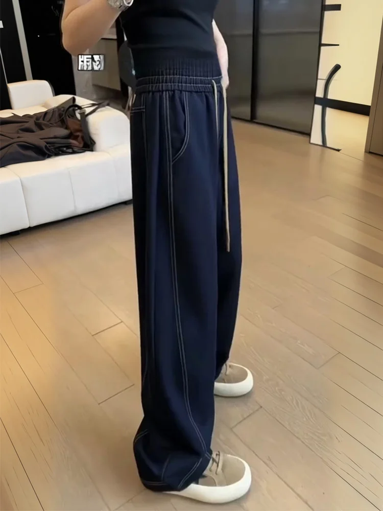 

Свободные джинсы с высокой талией, американские джинсовые джинсы, женские осенне-зимние большие размеры, груша, апей, облегающие прямые широкие брюки