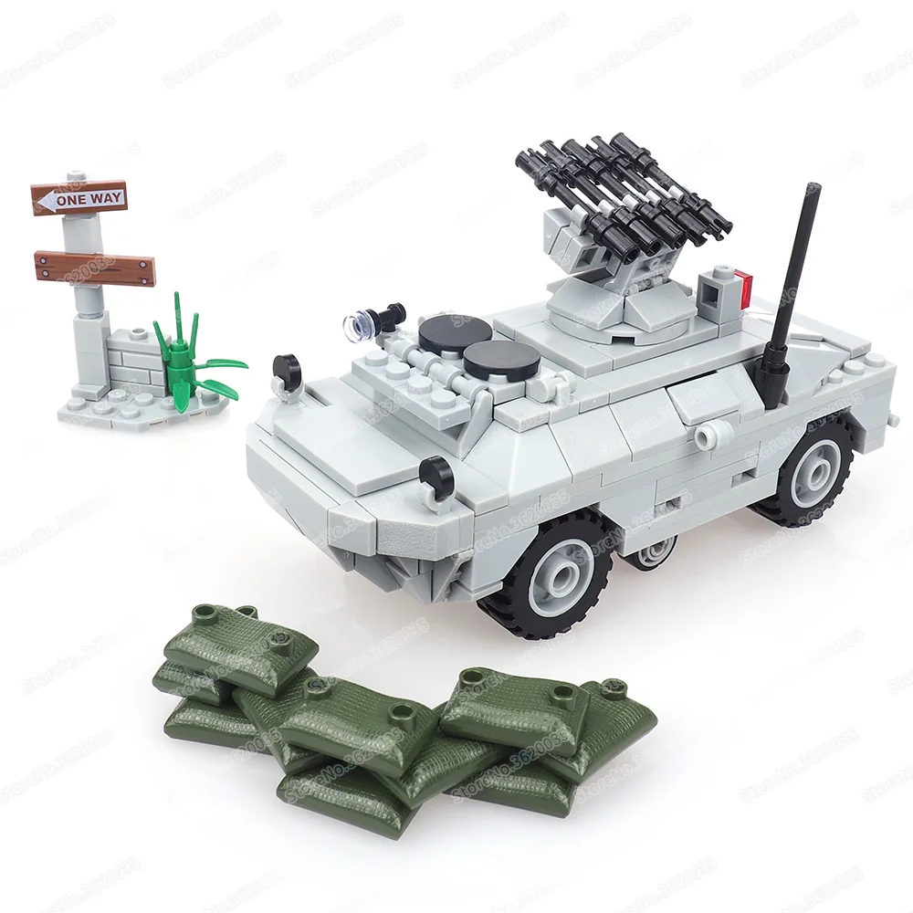 9P184 Anti-tank Armored Reconnaissance Car Building Block WW2 Figures Mini Weapons Amphibious Equipment Model Child Gift Boy Toy