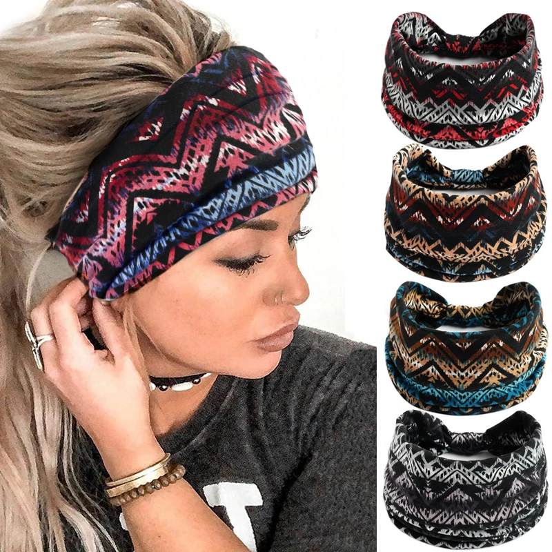 

Boho Headbands Wide Knot Hair Band Elastic Turban Head Band Striped Plaid Twist Head Wrap Sweartband Yoga Run Bandage Bandana