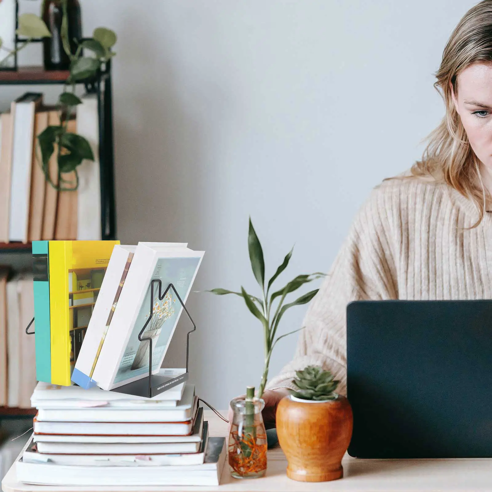 

2 шт. металлические подставки для книг с гладкой поверхностью, держатели для книг для полок, столов, книжных шкафов, кабинетов, офисов, домашнего декора, подставки для книг