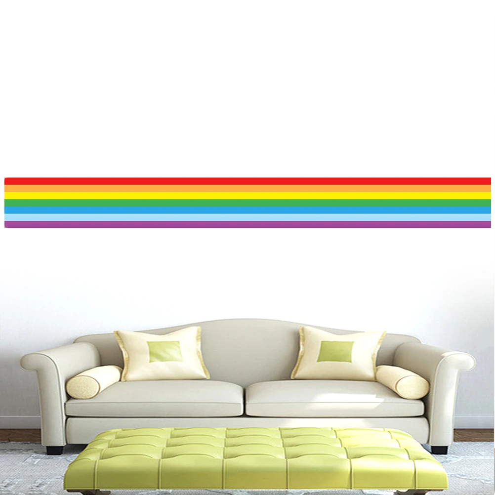 

Rainbow Wall Stickers Kids Room Unique PVC Wallpaper Easy Apply Remove Smooth Bedroom Living Room Decor