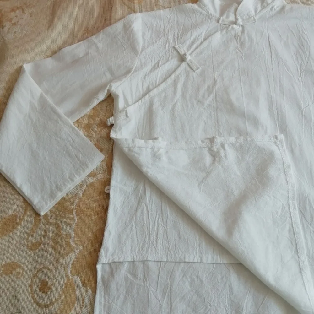 Women's New Thin Cotton Linen Retro Stand Collar Frog Button Top, Tai Chi Zen Loose Plus Size Outerwear, Tea Clothing Tang Suit