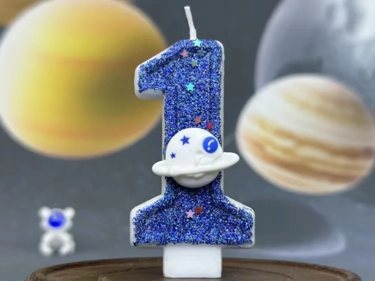 DIY Planet-Thema Raumschiff 0-9 DIY digitale Kerze Dunkelblaue Geburtstagskerze Weltraum-Thema Party-Kuchendekoration – Detail 11