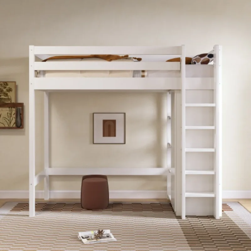 Loft bed system bed with wardrobe storage bedside table Nordic style single with socket