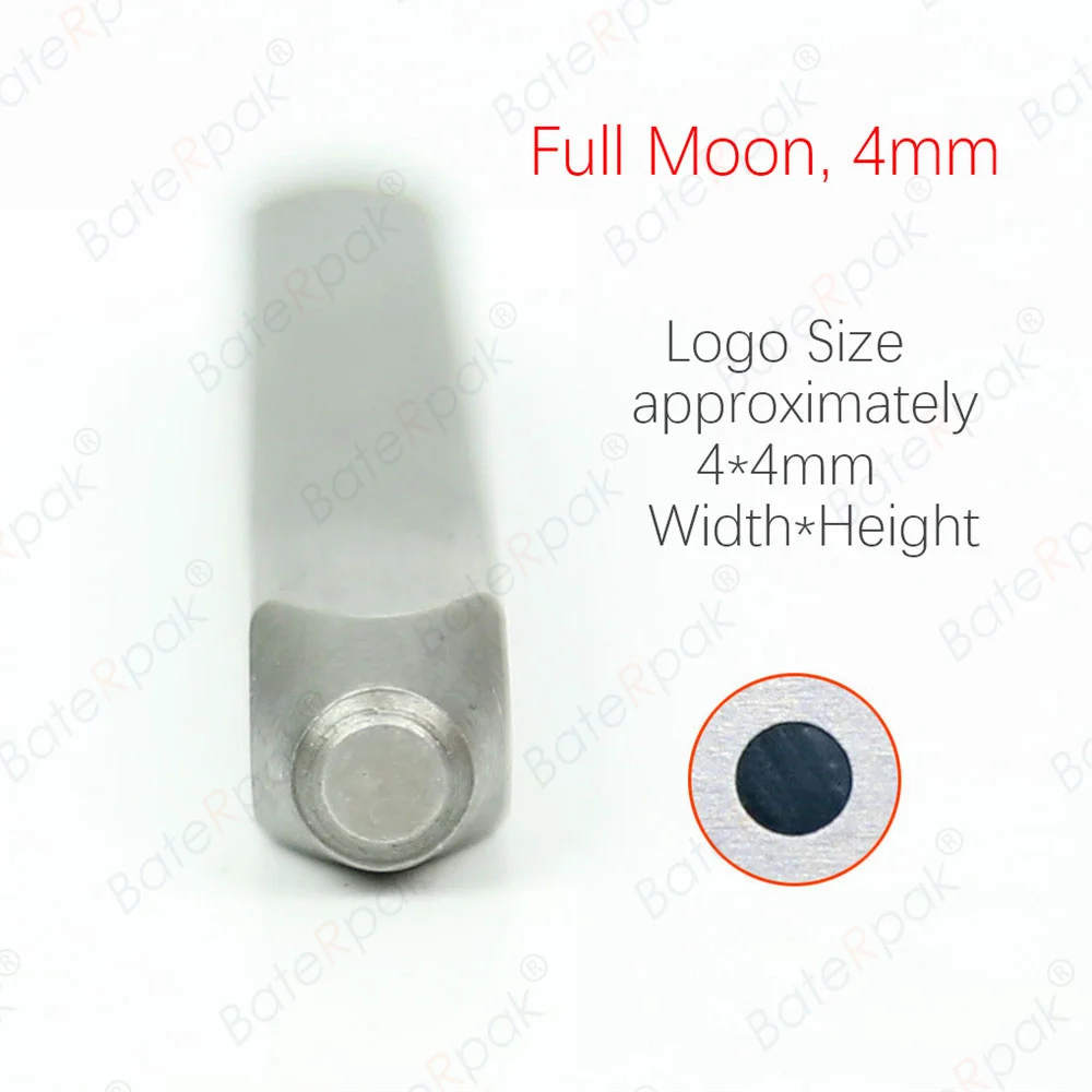 BateRpak 4mm Moon Phase Signature Design Stamps,DIY Bracelet/jewelry symbols steel stamp,4pcs/pack price