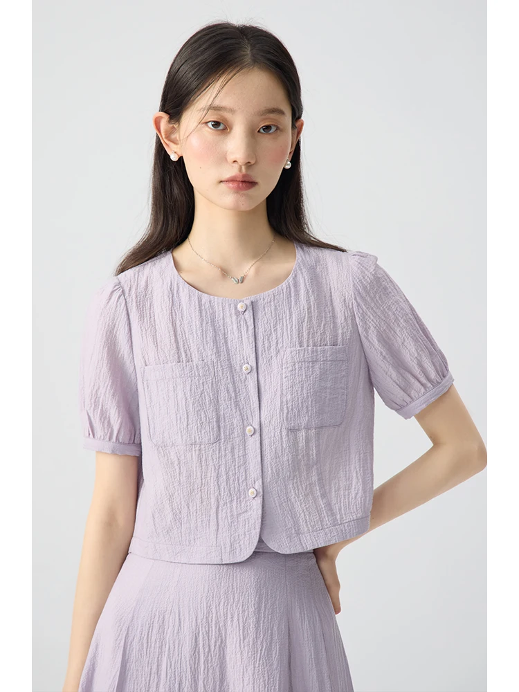 ZIQIAO Purple Casual All-match Shirt Skirt Female Loose Suit 2024 Summer New Soft Women Long Skirt Suit 24ZQ92348 24ZQ92349