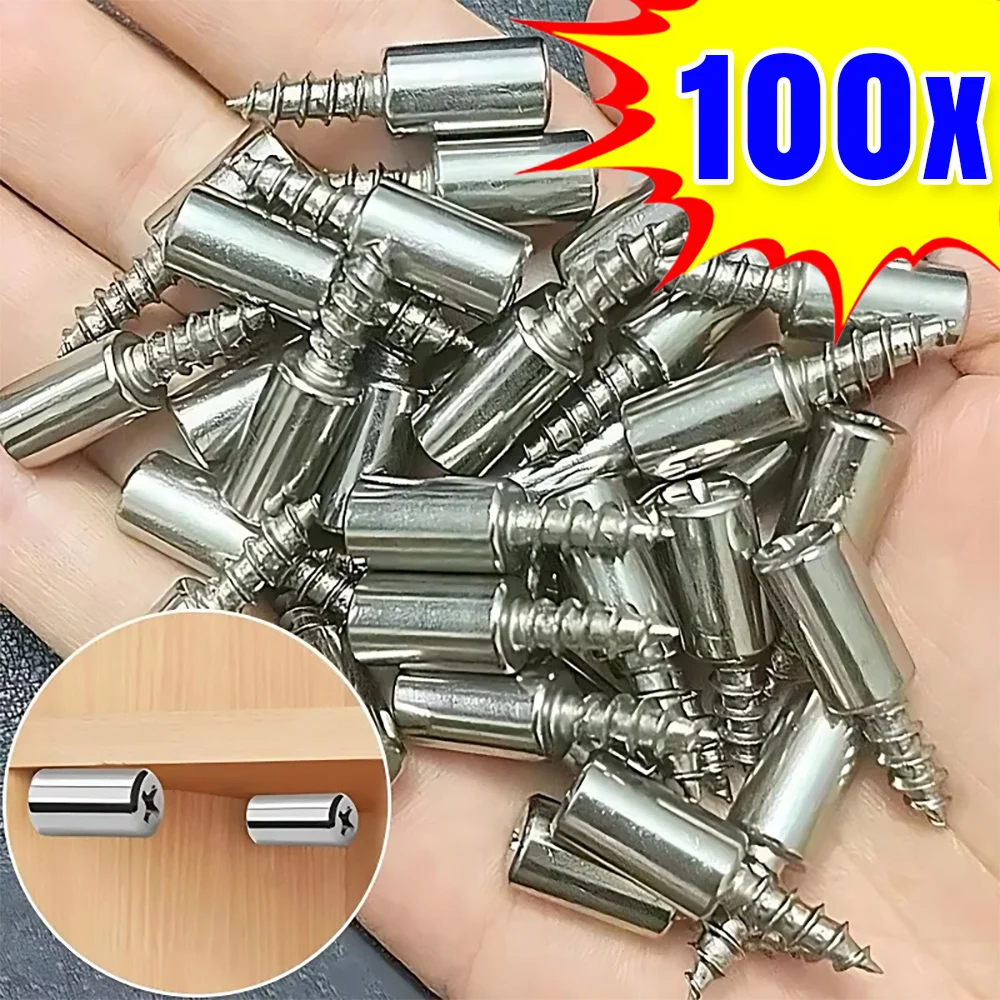 100/2Pc Cross Self-tapping Screw With Rubber Sleeve Laminate Support DIY Home Wardrobe Cabinet Glass Hard Nonslip Partition Nail