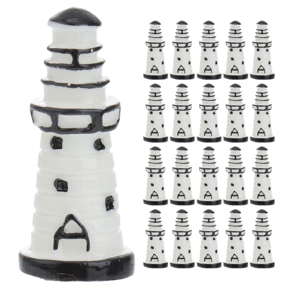 24 stuks miniatuur vuurtoren beeldjes hars micro landschap decor voor bonsai aquarium terrarium tafelblad diy montage schattig