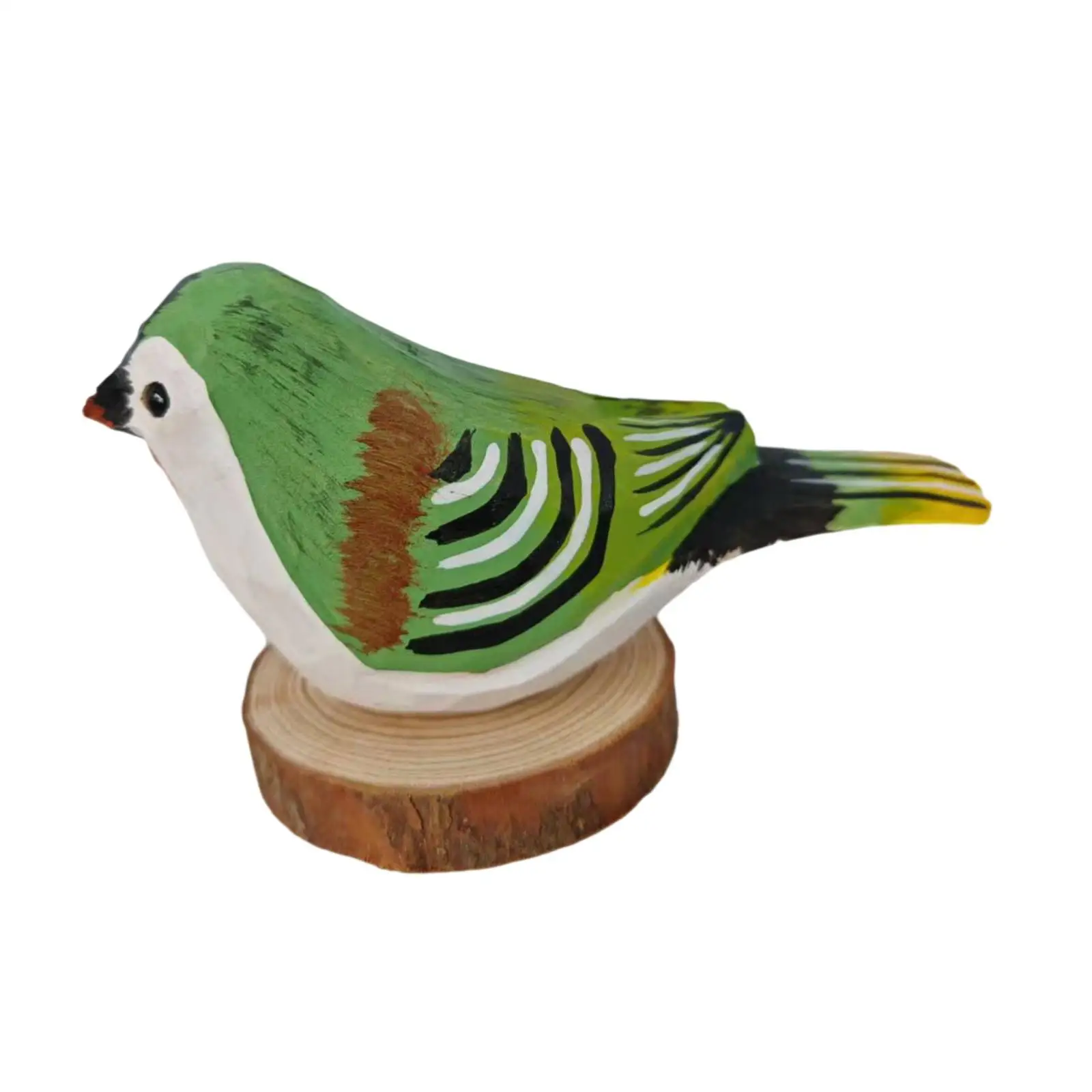 Wooden Bird Statue Crafts Sculpture Animal Bird Ornament Miniature Art Carved Bird for Outside Table Garden Office Home Decor