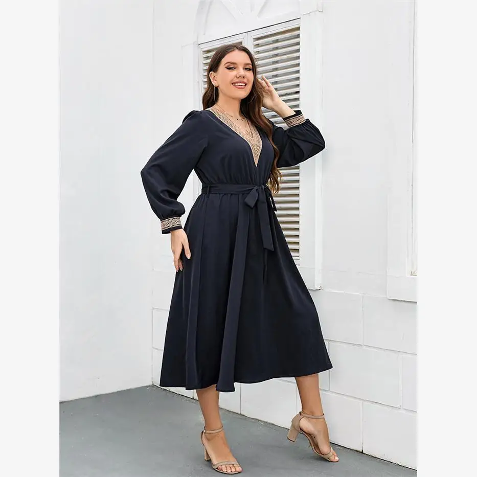 Lâche grande taille longue Dres automne décontracté femmes jupes Maxi confortable taille ample conception longue Sves imprimé fleuri