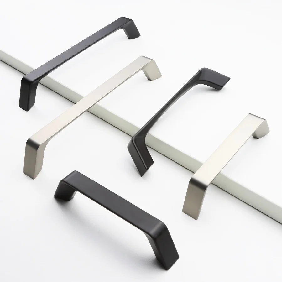 Black Minimalist Zinc Alloy Furniture Handles Square Wardrobe Door Pulls Cabinet Drawer Handles