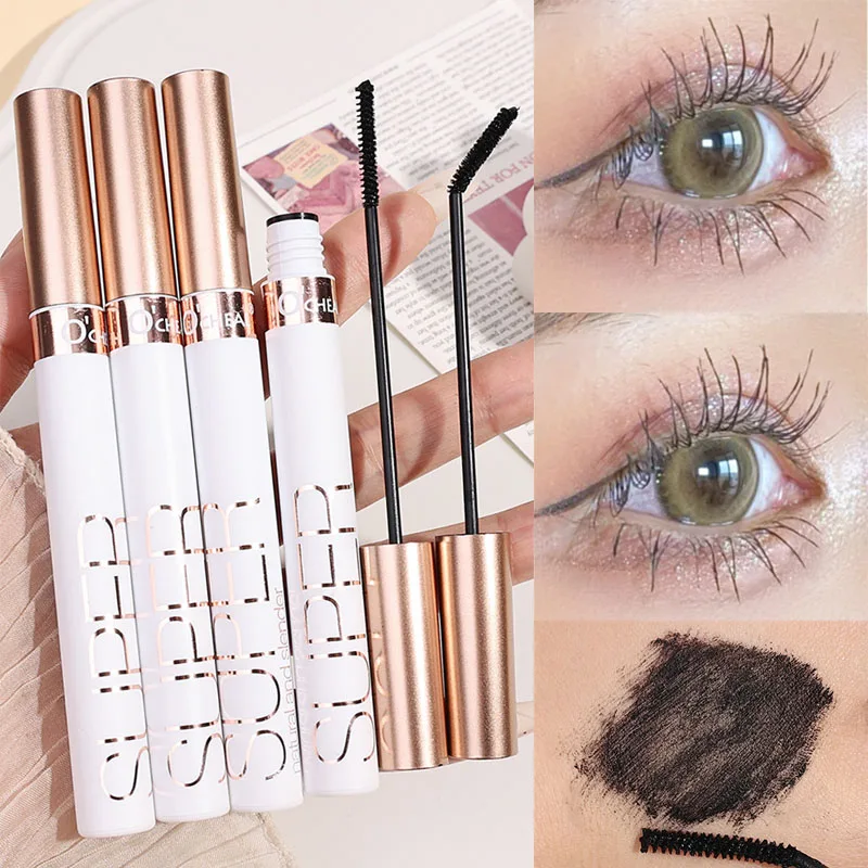 Ultra-Fine Black Mascara Makeup 4D Silk Fiber Lengthens Eyelashes Waterproof Lasting Curling Fast Dry Mascara Korean Cosmetics