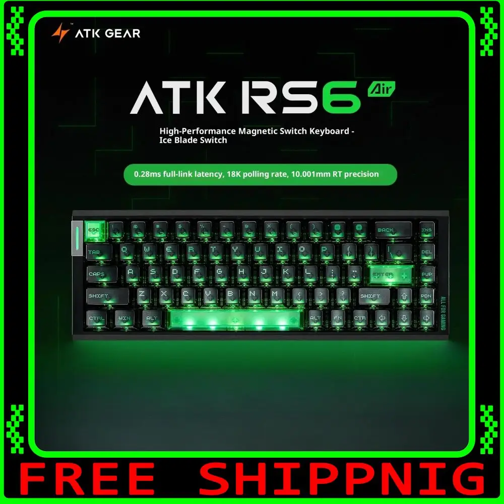 

Atk RS6 воздушный магнитный переключатель проводная клавиатура из алюминиевого сплава 8000 Гц 0,005 ммrt клавиатуры RGB прокладка ПК игровые аксессуары подарок