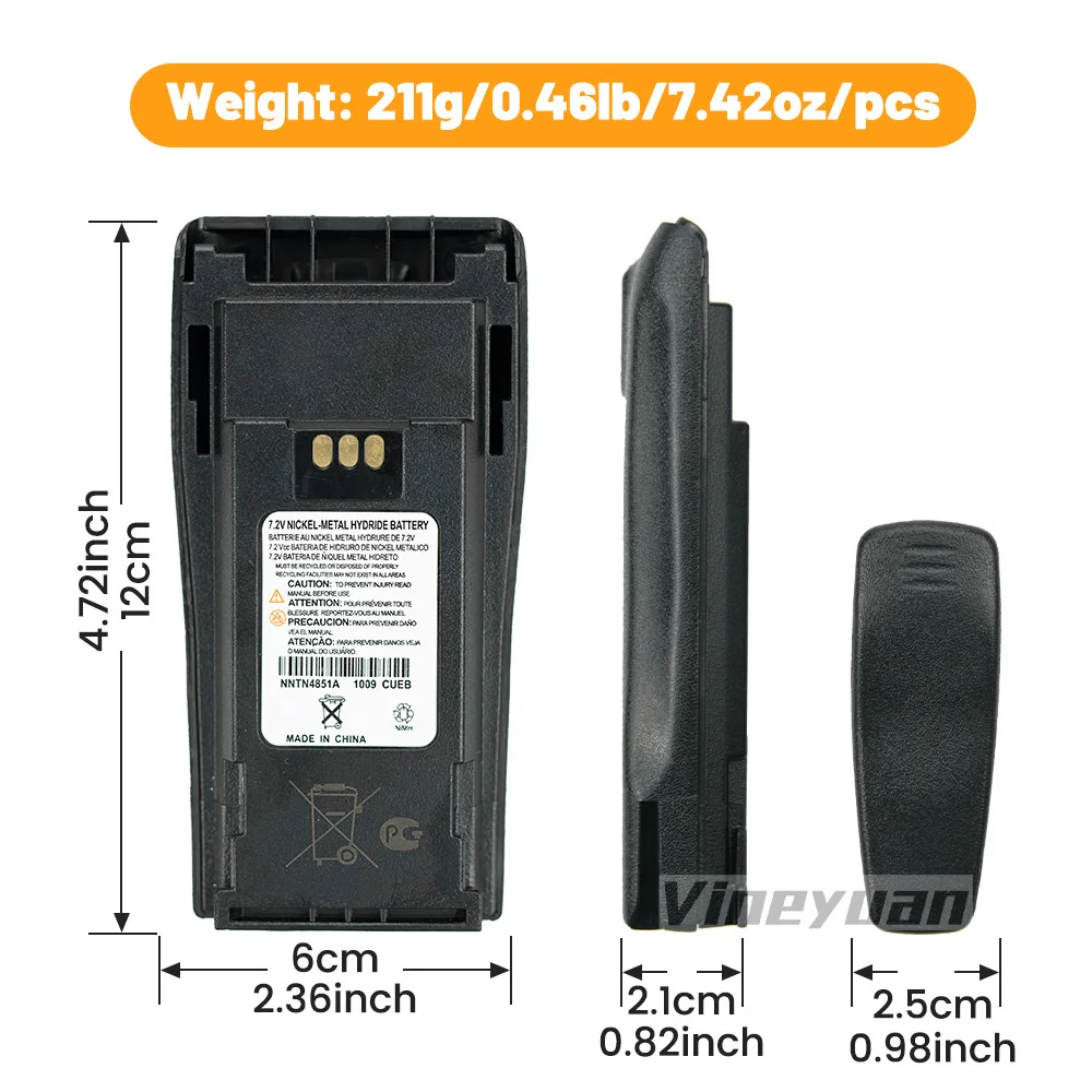 10PCS 7.2V 1500mAh NNTN4851A NI-MH Battery for Motorola CP040 CP140 CP160 CP200 XiR P3688 GP3688D GP3688 DEP450 Two Way Radio